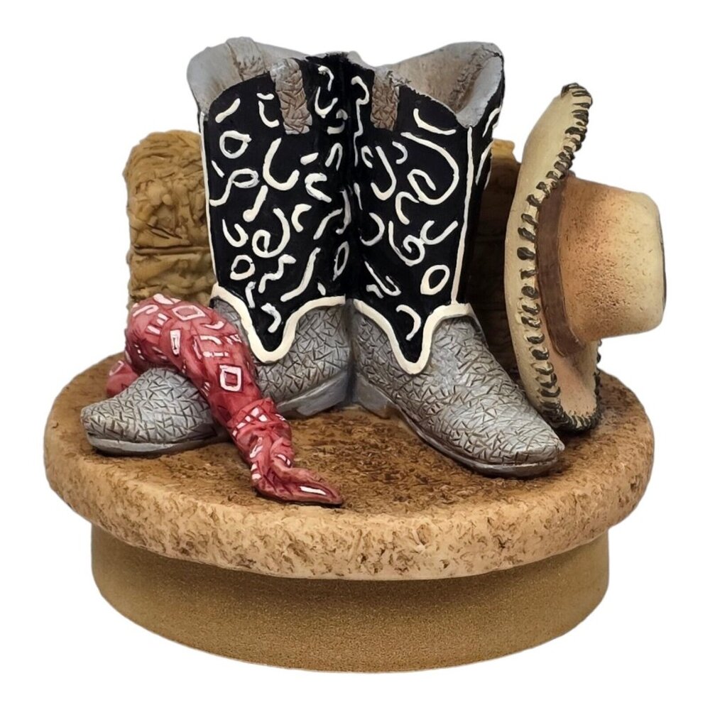 Vintage Our America Gift Cowboy Boots Candle Topper Western Themed Home Decor
